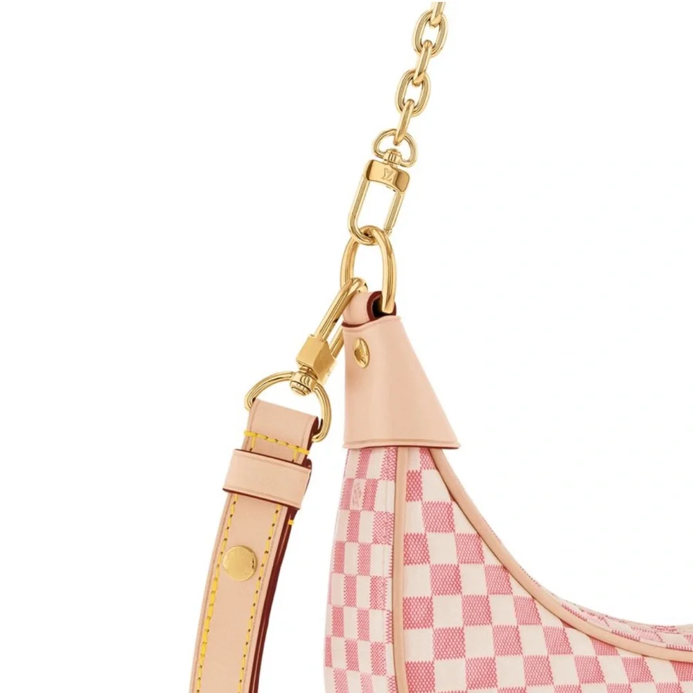 NEW Louis Vuitton Pink and White Checkered Shoulder LOOP Bag